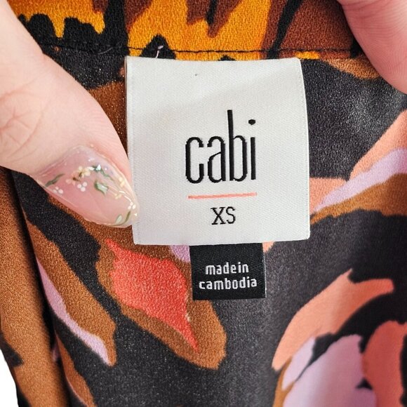 Cabi Brown Purple Pink Ruffle Mini Dress Sz XS - Picture 6 of 9